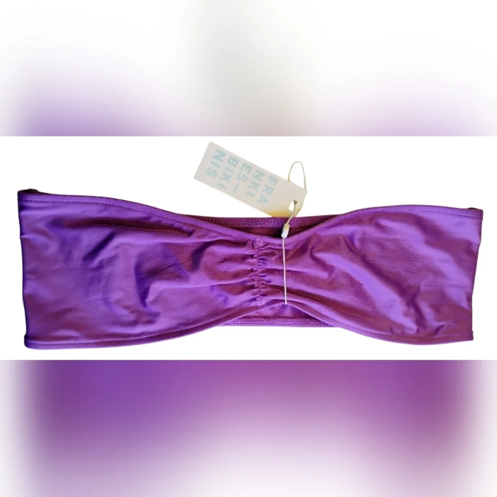 NWT Frankie's Bikinis Purple Bandeau Sz L Swimwear Bikini Top Beach A-2
